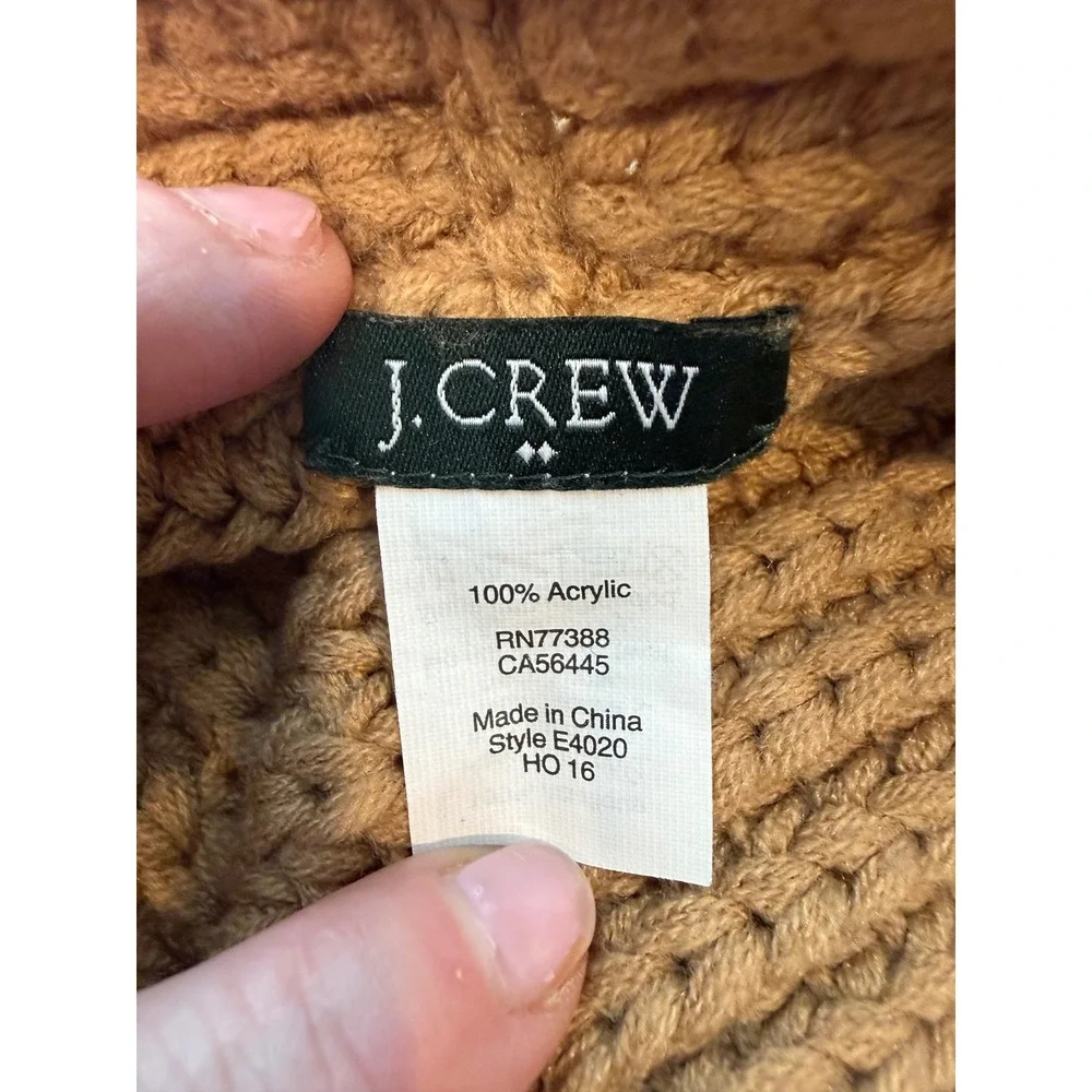 J.Crew Camel Brown Chunky Ribbed Knit Infinity Scarf E4020 Acrylic